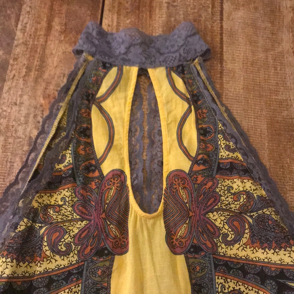 Free People grey and yellow paisley sleeveless top - Picture 7 of 8
